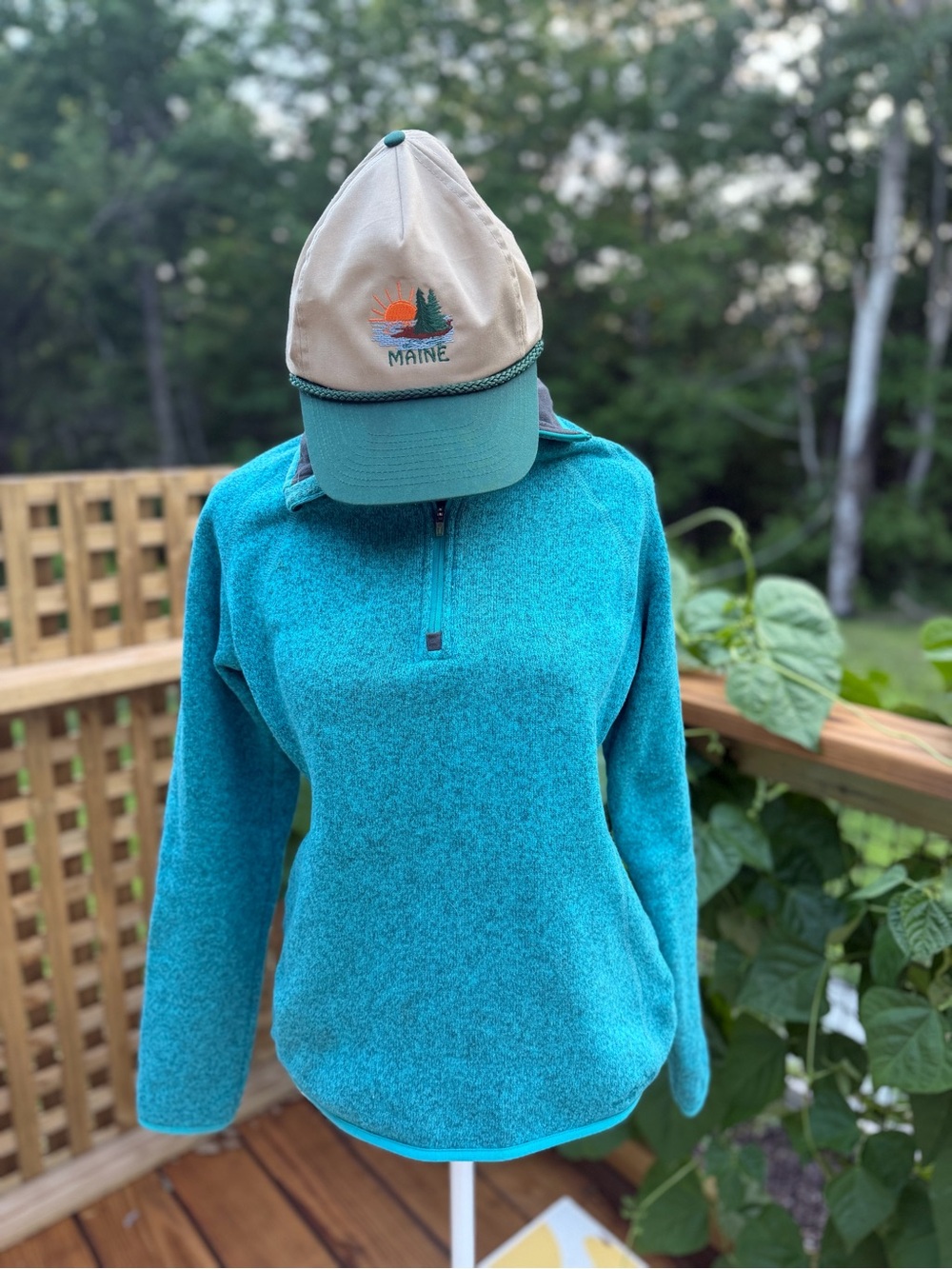 Eddie Bauer Teal Fleece 1/4-Zip Pullover M *HAT NOT INCLUDED*